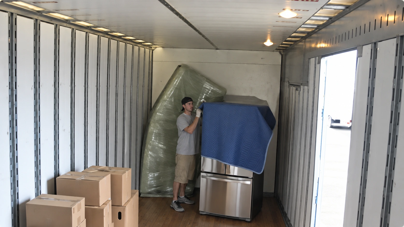 Protected furniture prepared for a Bernalillo move